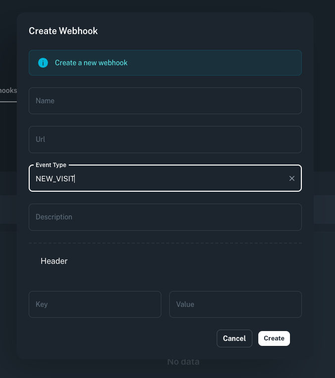 Webhook Creation Form